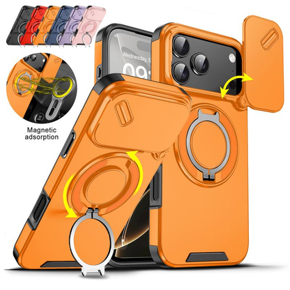 For Iphone 17 16 15 14 13 12 Pro Max with Camera Protector Case, 360 Rotated Ring Kickstand Holder Military Grade Shockproof Protective Cover