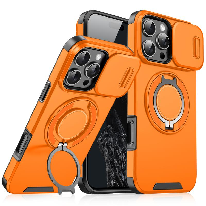 For Iphone 17 16 15 14 13 12 Pro Max with Camera Protector Case, 360 Rotated Ring Kickstand Holder Military Grade Shockproof Protective Cover