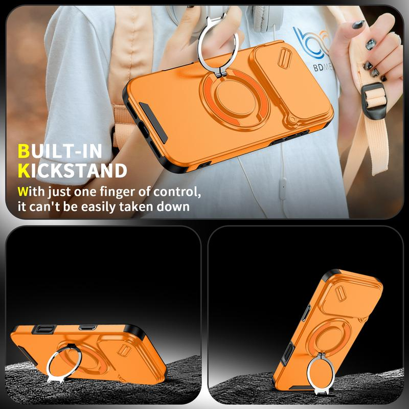 For Iphone 17 16 15 14 13 12 Pro Max with Camera Protector Case, 360 Rotated Ring Kickstand Holder Military Grade Shockproof Protective Cover