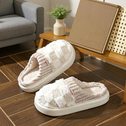 Women'S Fuzzy Memory Foam Slippers Warm Cotton Soft Lightweight House Indoor Shoes Footwear Flipflop Slide Fluffy
