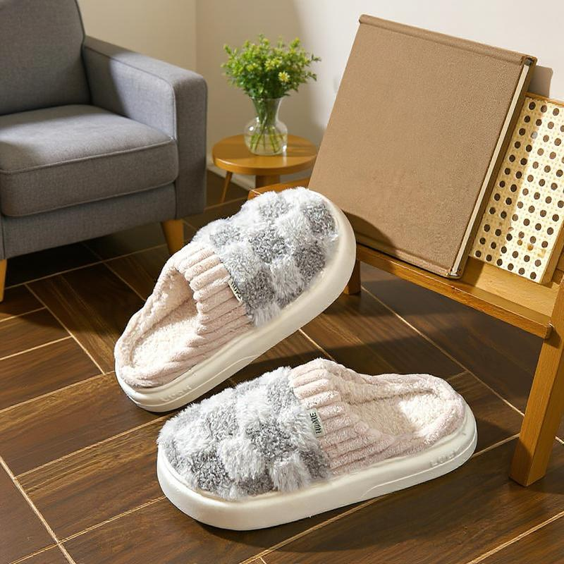 Women'S Fuzzy Memory Foam Slippers Warm Cotton Soft Lightweight House Indoor Shoes Footwear Flipflop Slide Fluffy