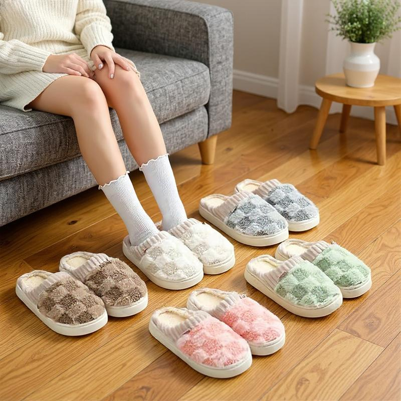 Women'S Fuzzy Memory Foam Slippers Warm Cotton Soft Lightweight House Indoor Shoes Footwear Flipflop Slide Fluffy