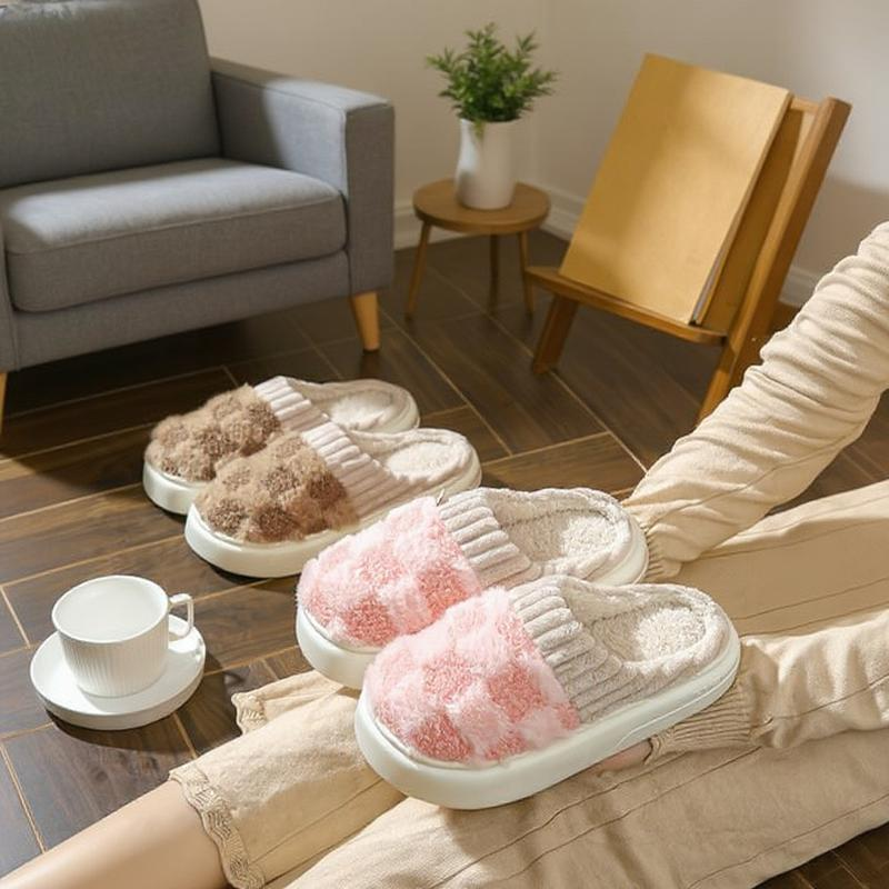 Women'S Fuzzy Memory Foam Slippers Warm Cotton Soft Lightweight House Indoor Shoes Footwear Flipflop Slide Fluffy