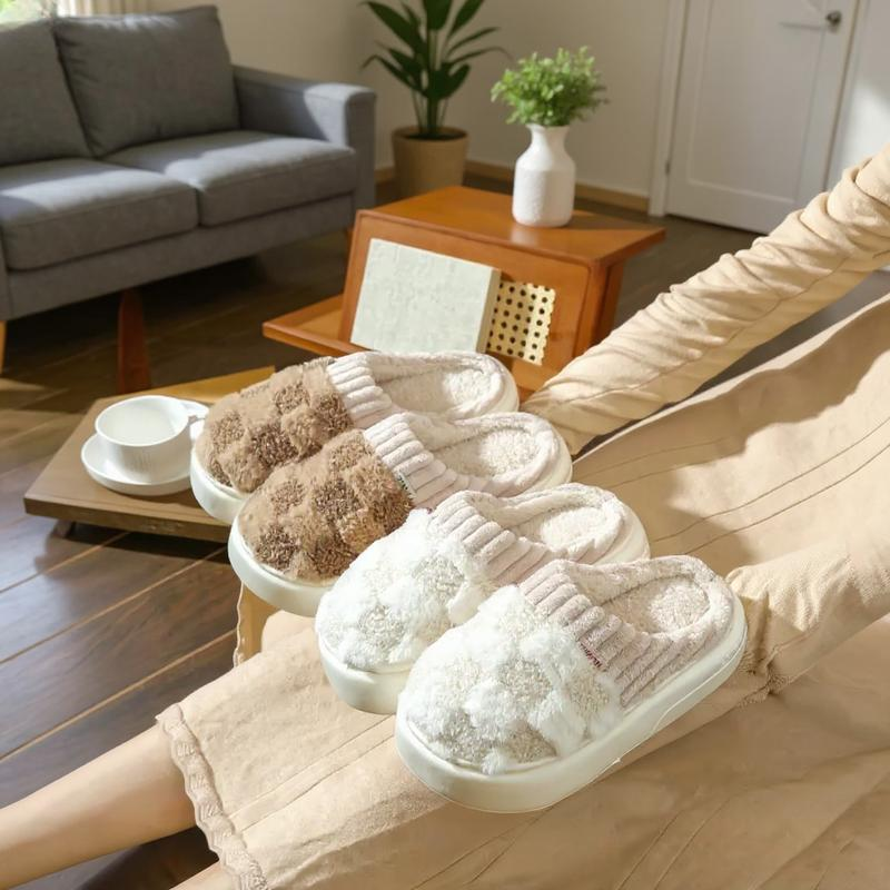 Women'S Fuzzy Memory Foam Slippers Warm Cotton Soft Lightweight House Indoor Shoes Footwear Flipflop Slide Fluffy