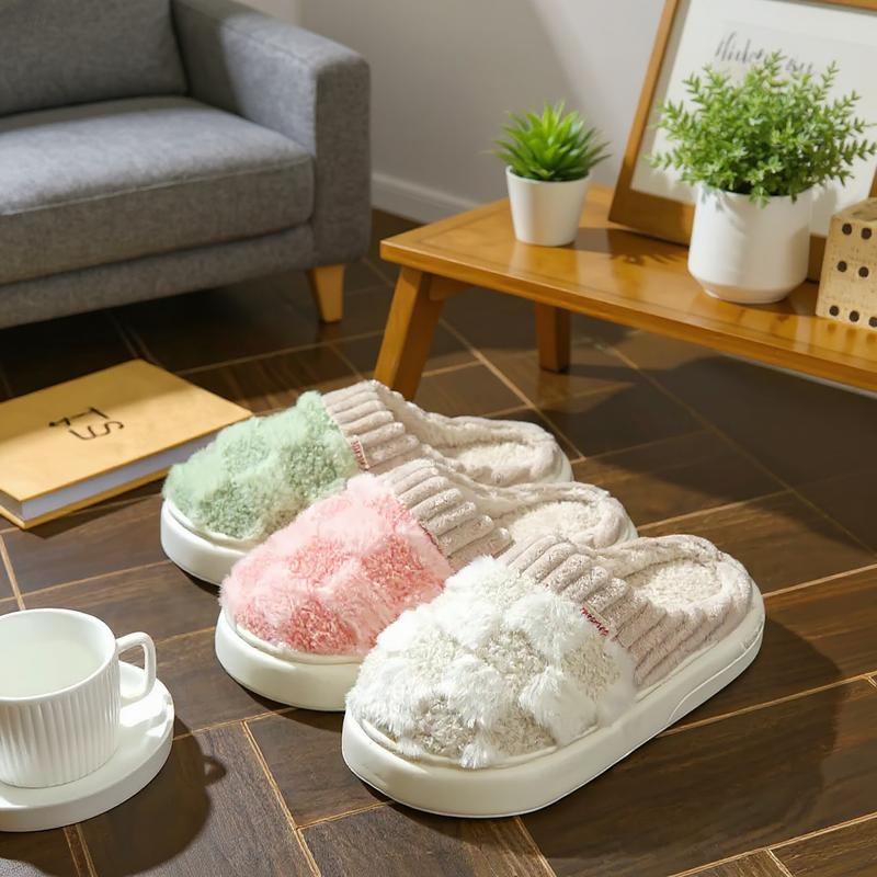 Women'S Fuzzy Memory Foam Slippers Warm Cotton Soft Lightweight House Indoor Shoes Footwear Flipflop Slide Fluffy