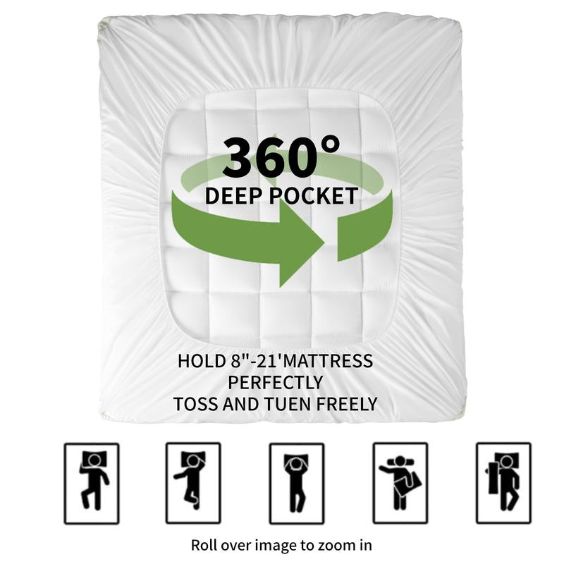 Shilucheng Mattress Topper - Extra Thick Soft Mattress Protector down Alternative Fill, Mattress Pad Cover Cotton Top with 8-21" Deep Pocket, Machine Washable and Comfortable