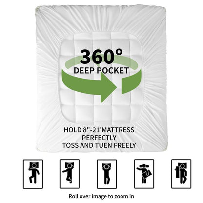 Shilucheng Mattress Topper - Extra Thick Soft Mattress Protector down Alternative Fill, Mattress Pad Cover Cotton Top with 8-21" Deep Pocket, Machine Washable and Comfortable