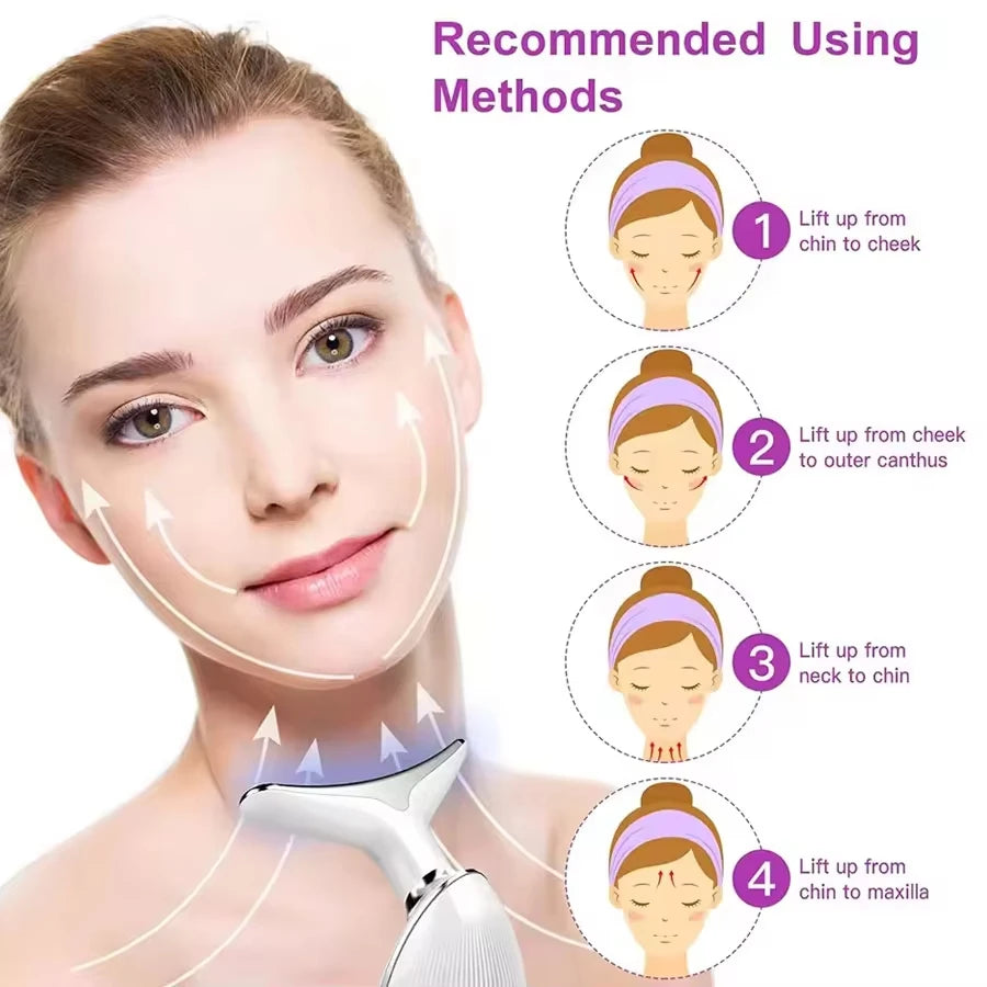7 Colors Face Neck Massager Household Lifting and Firming Facial Electric Introduction Beauty Massage Face Care Tools 04