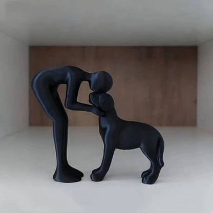 Abstract Art Companionship! Interactive Human and Pet Figurines for Home and Office Decor.