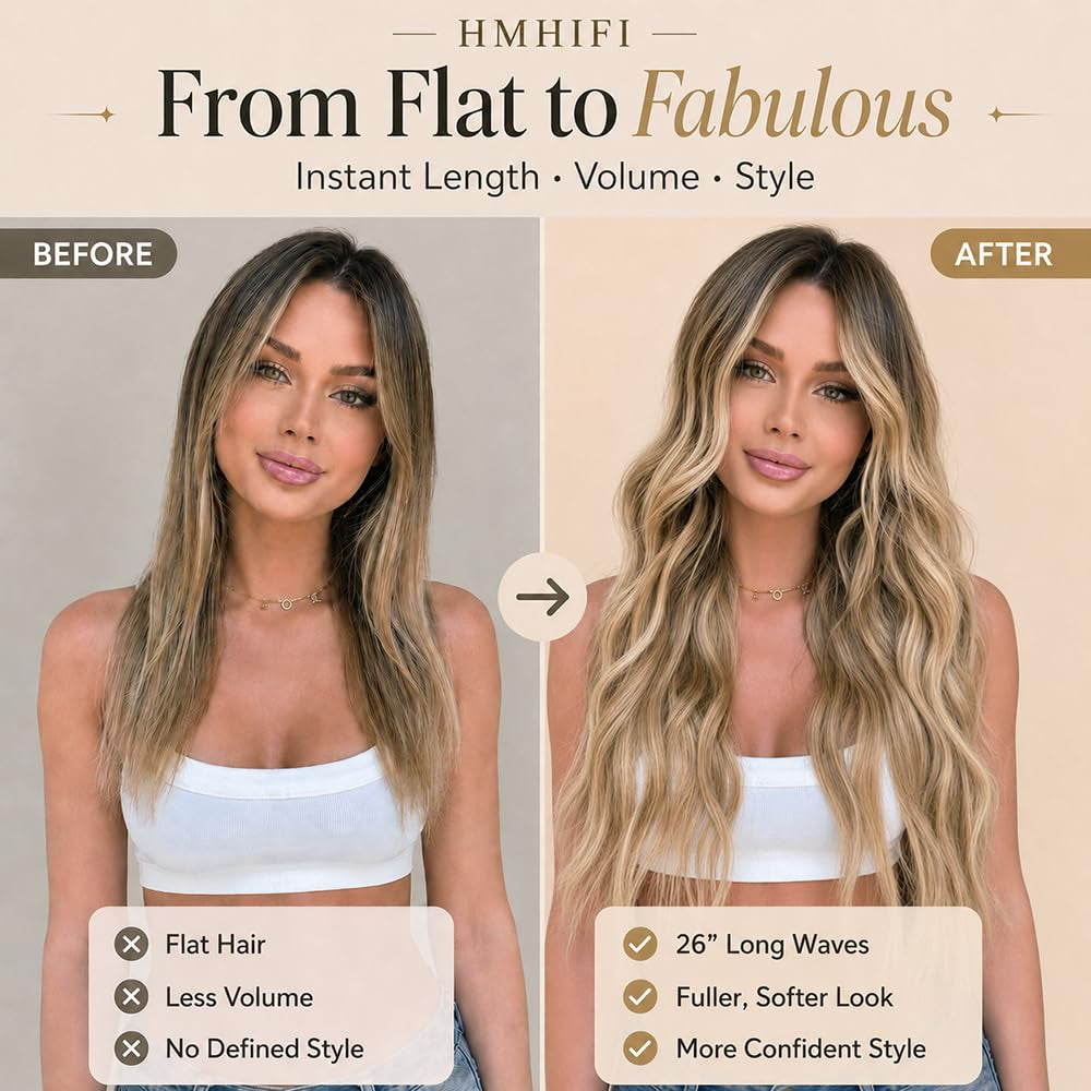 Blonde Wig for Women,26 Inch Long Wavy Curly Middle Part Hair
