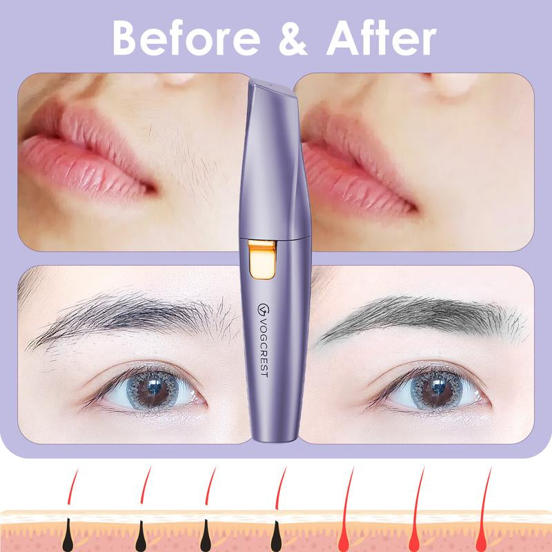 VG VOGCREST 2In1 Rechargeable Eyebrow Trimmer & Facial Hair Remover with LED Light - Painless Precision Shaver for Face, Lips, and Body - Comfort