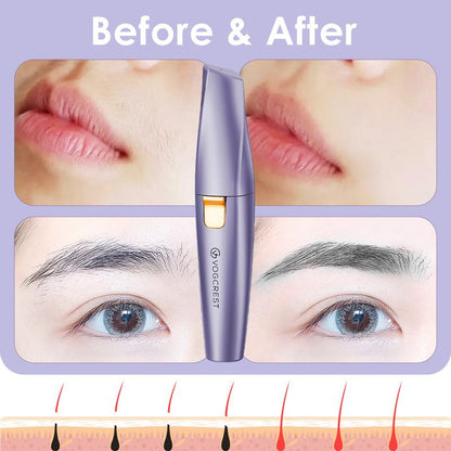 VG VOGCREST 2In1 Rechargeable Eyebrow Trimmer & Facial Hair Remover with LED Light - Painless Precision Shaver for Face, Lips, and Body - Comfort