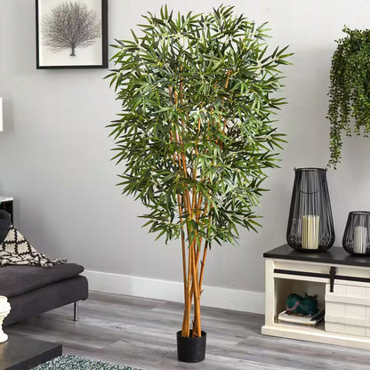 6 Ft. Artificial Curved-Trunk Bamboo Silk Tree