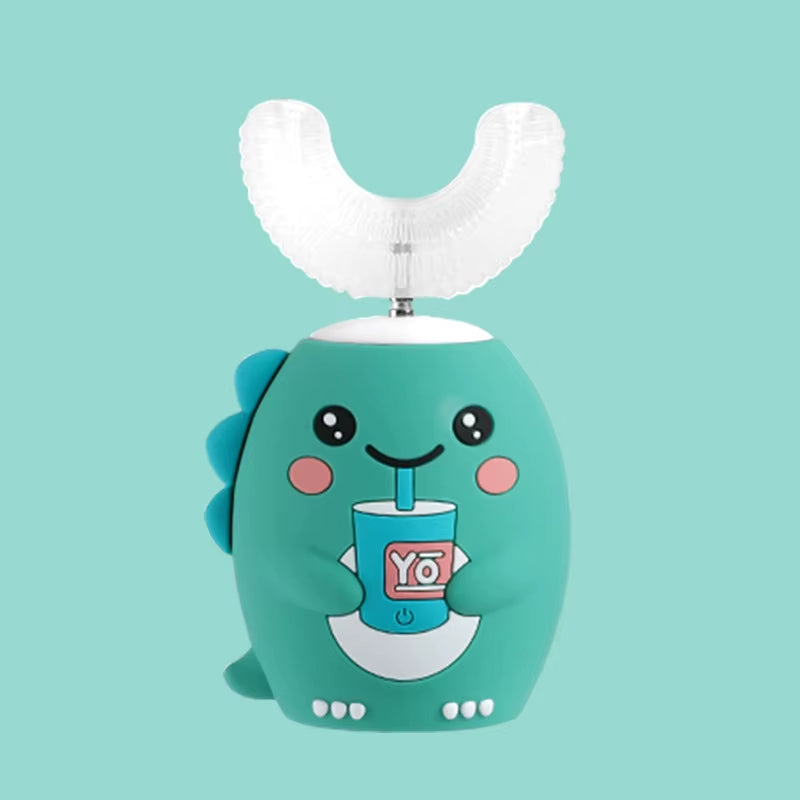 U Shaped Children Sonic Electric Toothbrush for Kids Adults 360° Automatic Smart Silicone Tooth Brushes Rechargeable Blue Light