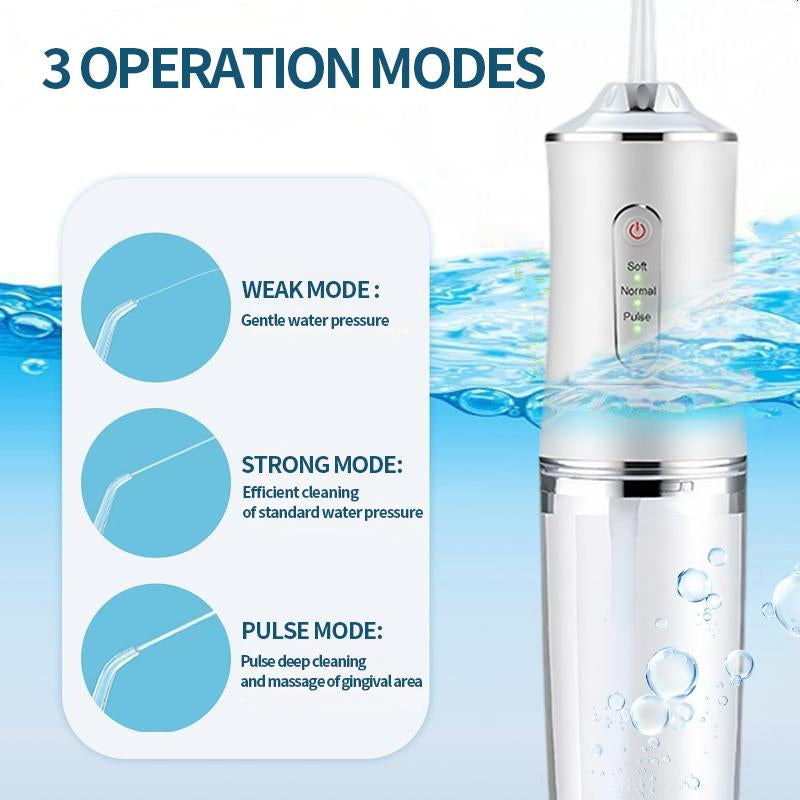 4-Pack Electric Water Flosser with Smart Chip, Portable Oral Irrigator with Detachable Water Tank, USB My Smile Portable Water Floss White
