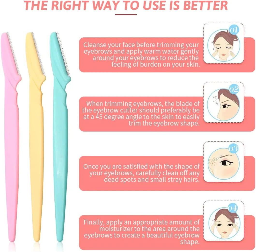 9Pcs Razors Women,Dermaplaning Blades for Face,Face Razors for Women,Dermaplaning Blades, Womens Razors,Facial Razors for Women (3Blue+3Pink+3Yellow)