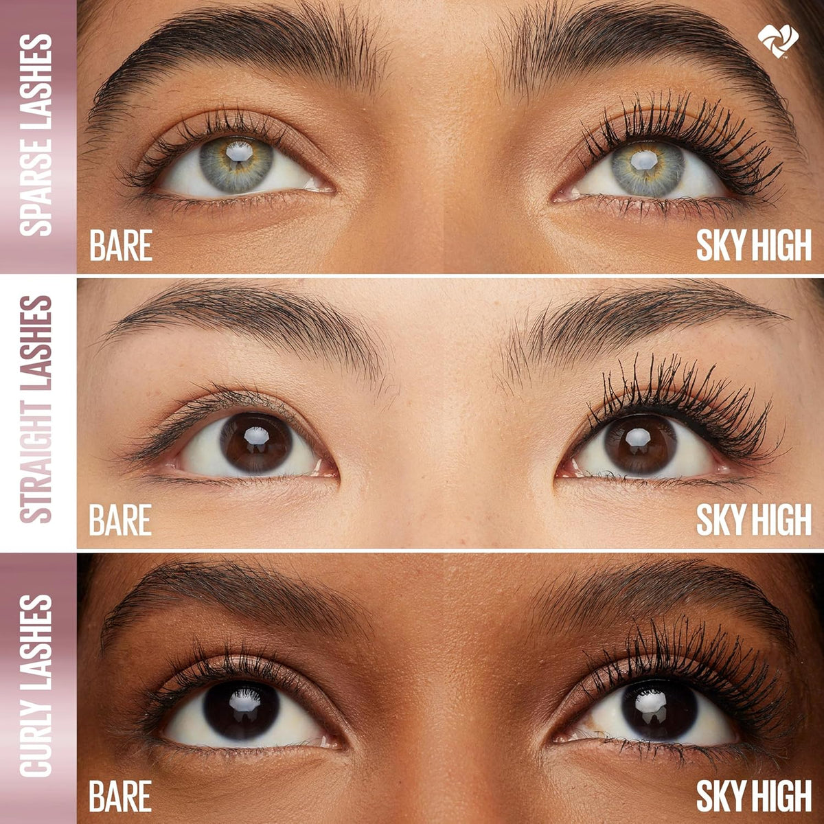 Lash Sensational Sky High Washable Mascara Makeup, Volumizing, Lengthening, Defining, Curling, Multiplying, Buildable Formula, Blackest Black, 1 Count