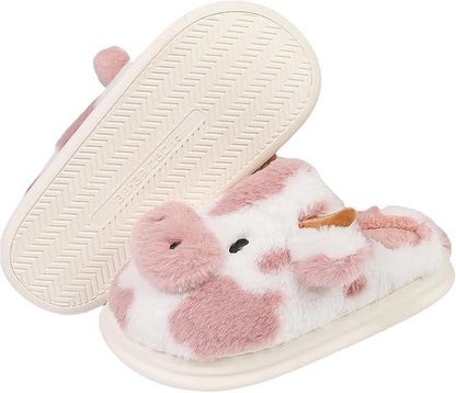 Cartoon Cow Cotton Slippers Winter Indoor Outdoor Slippers for Women