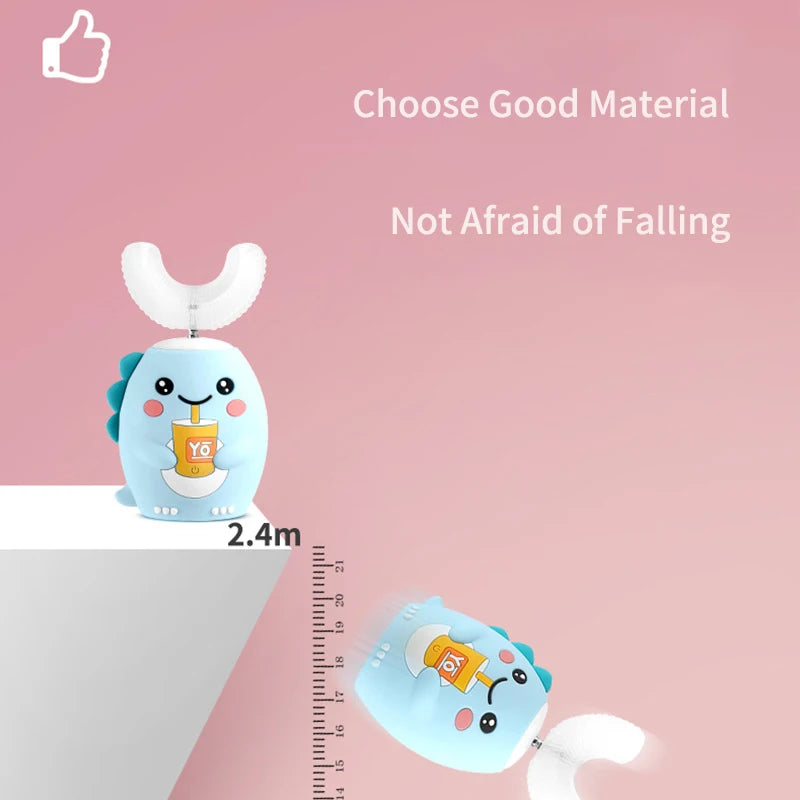 U Shaped Children Sonic Electric Toothbrush for Kids Adults 360° Automatic Smart Silicone Tooth Brushes Rechargeable Blue Light