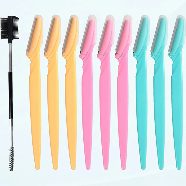9Pcs Razors Women,Dermaplaning Blades for Face,Face Razors for Women,Dermaplaning Blades, Womens Razors,Facial Razors for Women (3Blue+3Pink+3Yellow)