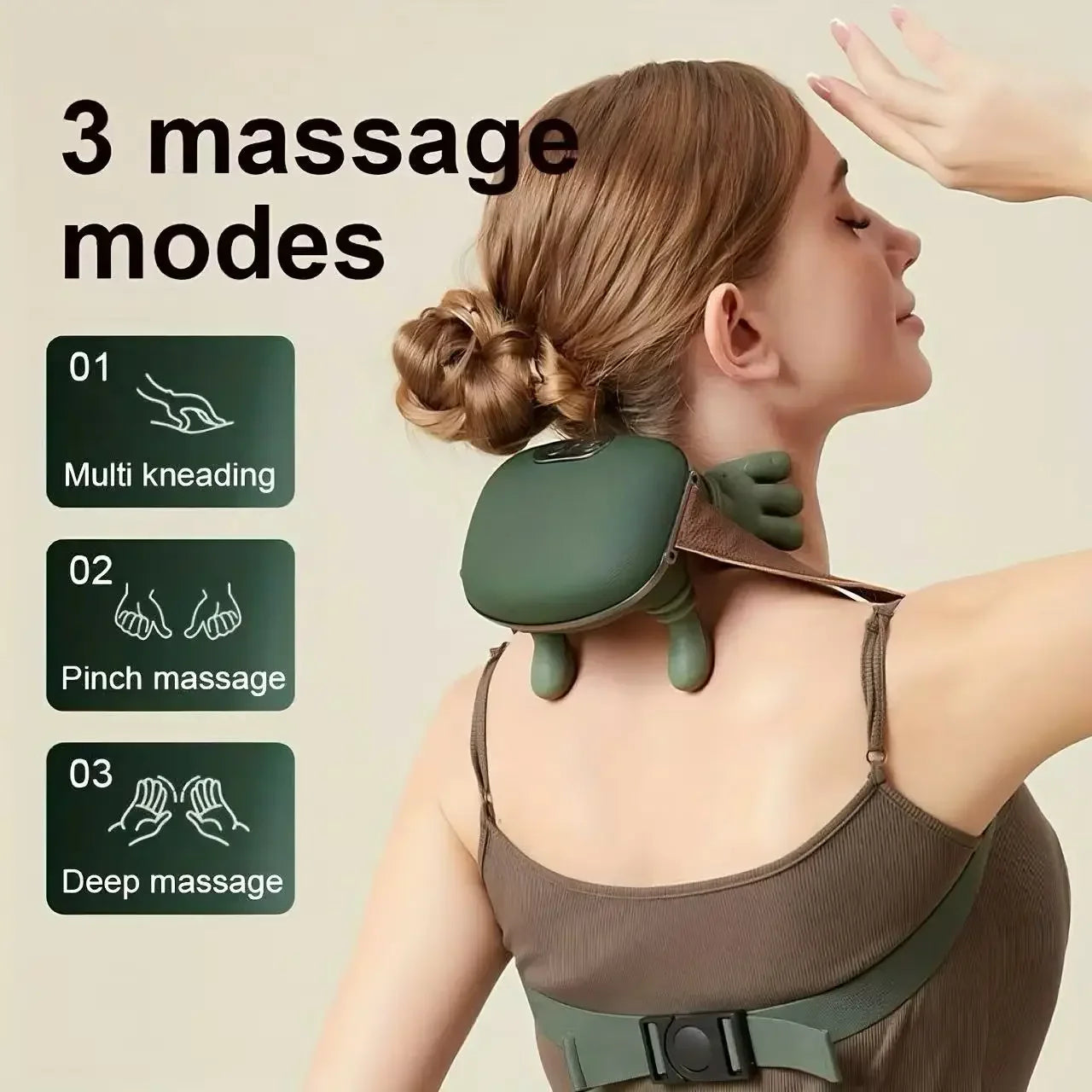 New Rechargeable Portable 5-Finger Human-Like Neck & Shoulder Massager with Heat for Trapezius & Cervical Spine Relaxation