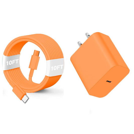 Iphone 17 16 15 Fast Charger and 10Ft Type C to C Cable Cord Long,Colour Series 20W USB C Charging Block for Iphone 16 Pro/16 Plus/15 Pro Max/15,For Ipad Wall Plug Power Adapter Cube Brick 12.9/11/Air 4Th/6 Gen/Mini