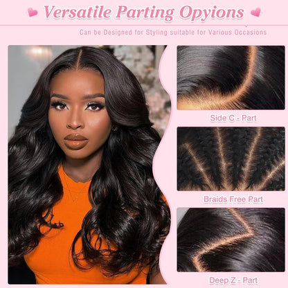30 Inch 13X6 Body Wave Lace Front Wigs Human Hair Pre Plucked 220% Density Thick Real Virgin Human Hair Wig Invisilbe Hairline Tiny Knots Body Wave HD Lace Frontal Wigs 3X Longer Lifespan