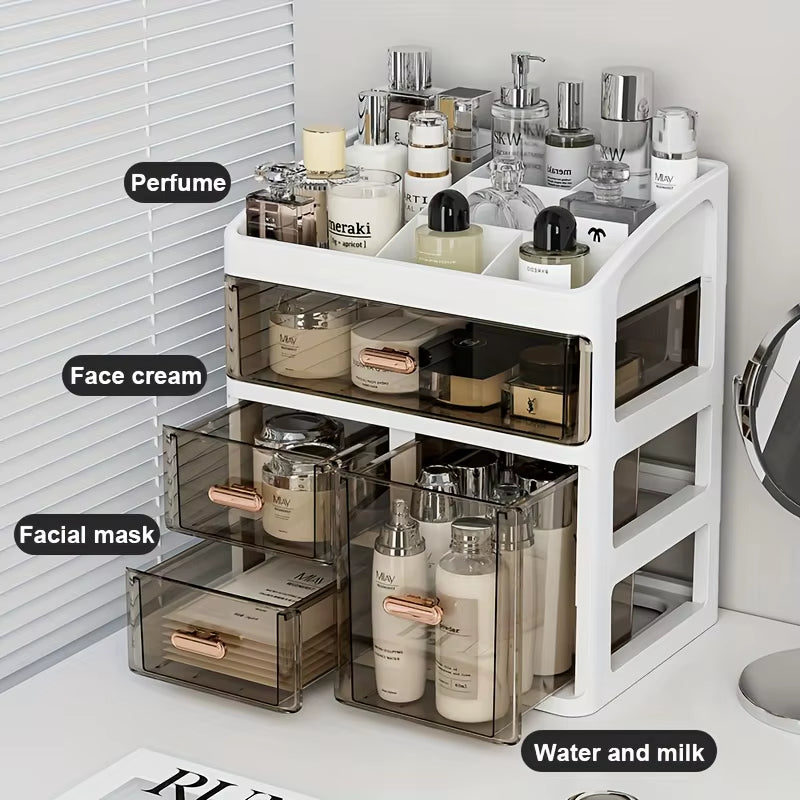 Cosmetics Storage Box Cosmetics Storage Box Drawer, Large Capacity Dust-Proof Skincare Product Display Rack, Desktop Storage Box