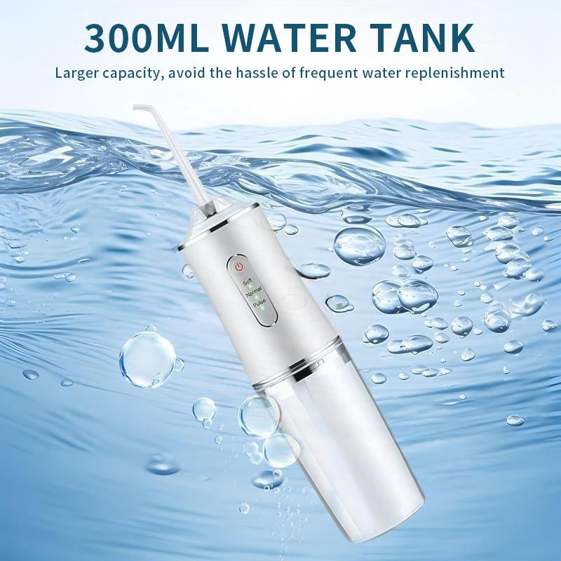 4-Pack Electric Water Flosser with Smart Chip, Portable Oral Irrigator with Detachable Water Tank, USB My Smile Portable Water Floss White