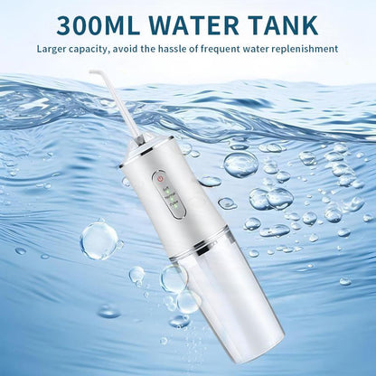 4-Pack Electric Water Flosser with Smart Chip, Portable Oral Irrigator with Detachable Water Tank, USB My Smile Portable Water Floss White