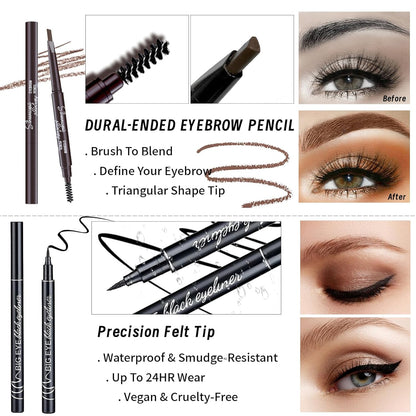 Makeup Set for Girls & Women, Full Face Kit, Travel Kit, Present Set, Eyeshadow, Foundation, Blusher, Eyeliner, Lip Gloss, Makeup Brushes & Sponge Bag