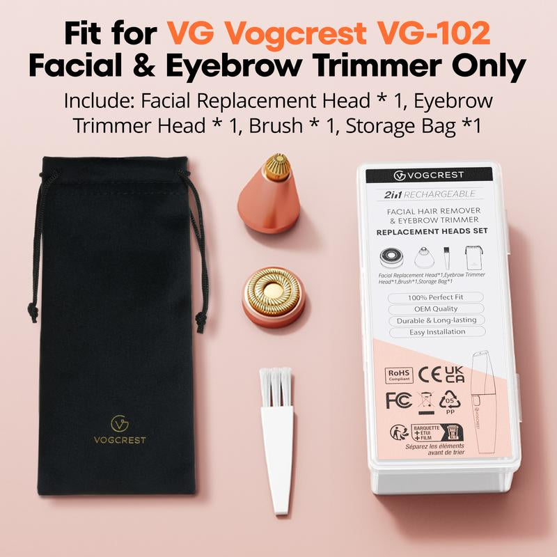 VG VOGCREST 2In1 Rechargeable Eyebrow Trimmer & Facial Hair Remover with LED Light - Painless Precision Shaver for Face, Lips, and Body - Comfort