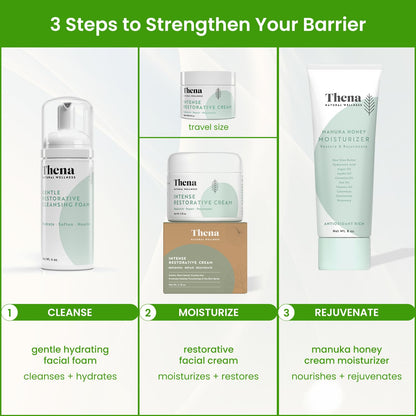 Barrier Repair Organic Face Cream Moisturizer with Ceramides Squalane Centella and Niacinamide, Fragrance Free, Non-Comedogenic, Gentle Soothing Hydration for Dry, Sensitive, Normal Skin, Travel Size