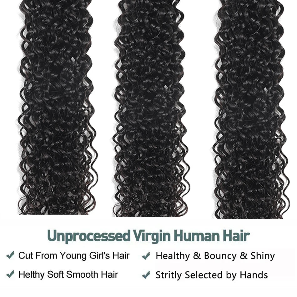 Water Wave Human Hair Bundles Curly Deep Wave 3 Bundles Brazilian Natural Black Human Hair Remy Hair Human Hair Natural Color