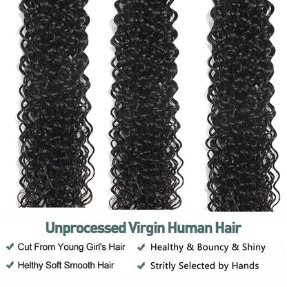 Water Wave Human Hair Bundles Curly Deep Wave 3 Bundles Brazilian Natural Black Human Hair Remy Hair Human Hair Natural Color