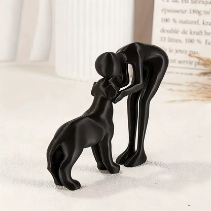 Abstract Art Companionship! Interactive Human and Pet Figurines for Home and Office Decor.