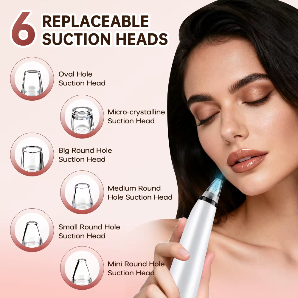 Blackhead Remover Facial Pore Cleaner 3 Suction Power Electric Pimple Acne Extractor Tool Face & Nose Whiteheads Vacuum Removal