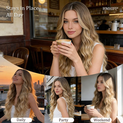 Blonde Wig for Women,26 Inch Long Wavy Curly Middle Part Hair